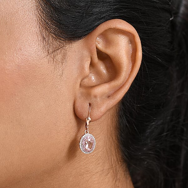 D'Joy Premium Pink Morganite And Multi Gemstone 2.00 Ctw Blush Coronet Earrings In 18K Vermeil Rose Gold Over Sterling Silver