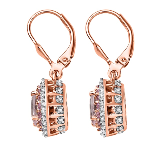 D'Joy Premium Pink Morganite And Multi Gemstone 2.00 Ctw Blush Coronet Earrings In 18K Vermeil Rose Gold Over Sterling Silver