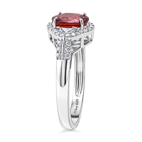 D'Joy Premium Pink Zircon And White Zircon 2.65 Ctw Regal Heritage Ring In Rhodium Over Sterling Silver