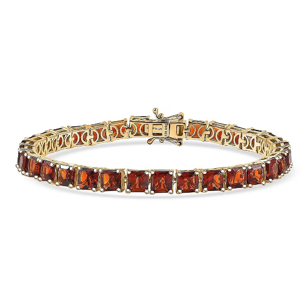 D'Joy Premium Red Citrine 17.80 ctw Eternal Blaze Bracelet in 18K Vermeil Yellow Gold Over Sterling Silver (7.25 In)