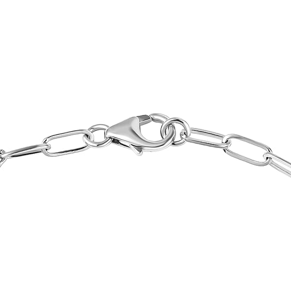D'Joy Premium Red Citrine And Moissanite 6.10 Ctw Chain Of Flames Bracelet In Rhodium Over Sterling Silver (7.25 In)