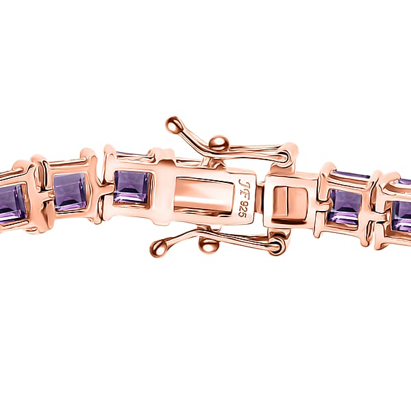 D'Joy Premium Rose De France Amethyst 22.10 Ctw Tennis Bracelet In 18K Vermeil Rose Gold Over Sterling Silver (7.25 In)