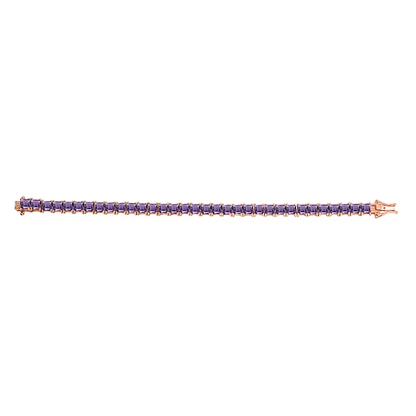 D'Joy Premium Rose De France Amethyst 22.10 Ctw Tennis Bracelet In 18K Vermeil Rose Gold Over Sterling Silver (7.25 In)