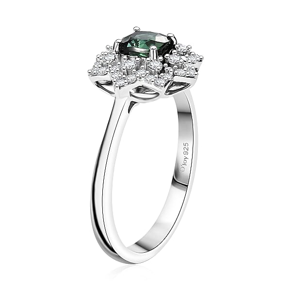 D'Joy Premium Santa Rosa Tourmaline And Moissanite 1.00 Ctw Ring In Rhodium Over Sterling Silver