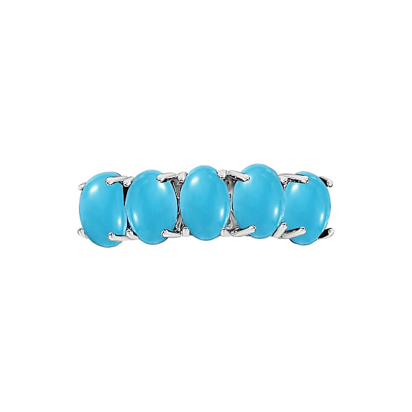 D'Joy Premium Sleeping Beauty Turquoise 2.75 Ctw 5 Stone Ring In Platinum Over Sterling Silver