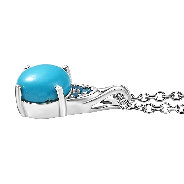 D'Joy Premium Sleeping Beauty Turquoise And Malgache Neon Apatite 1.90 Ctw Pendant Necklace In Platinum Over Sterling Silver 20 Inches