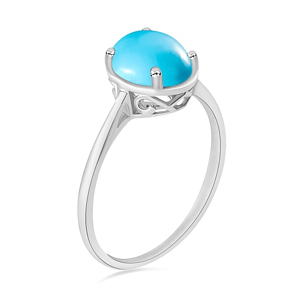 D'Joy Premium Sleeping Beauty Turquoise Solitaire Ring In Platinum Over Sterling Silver 2.60 Ctw