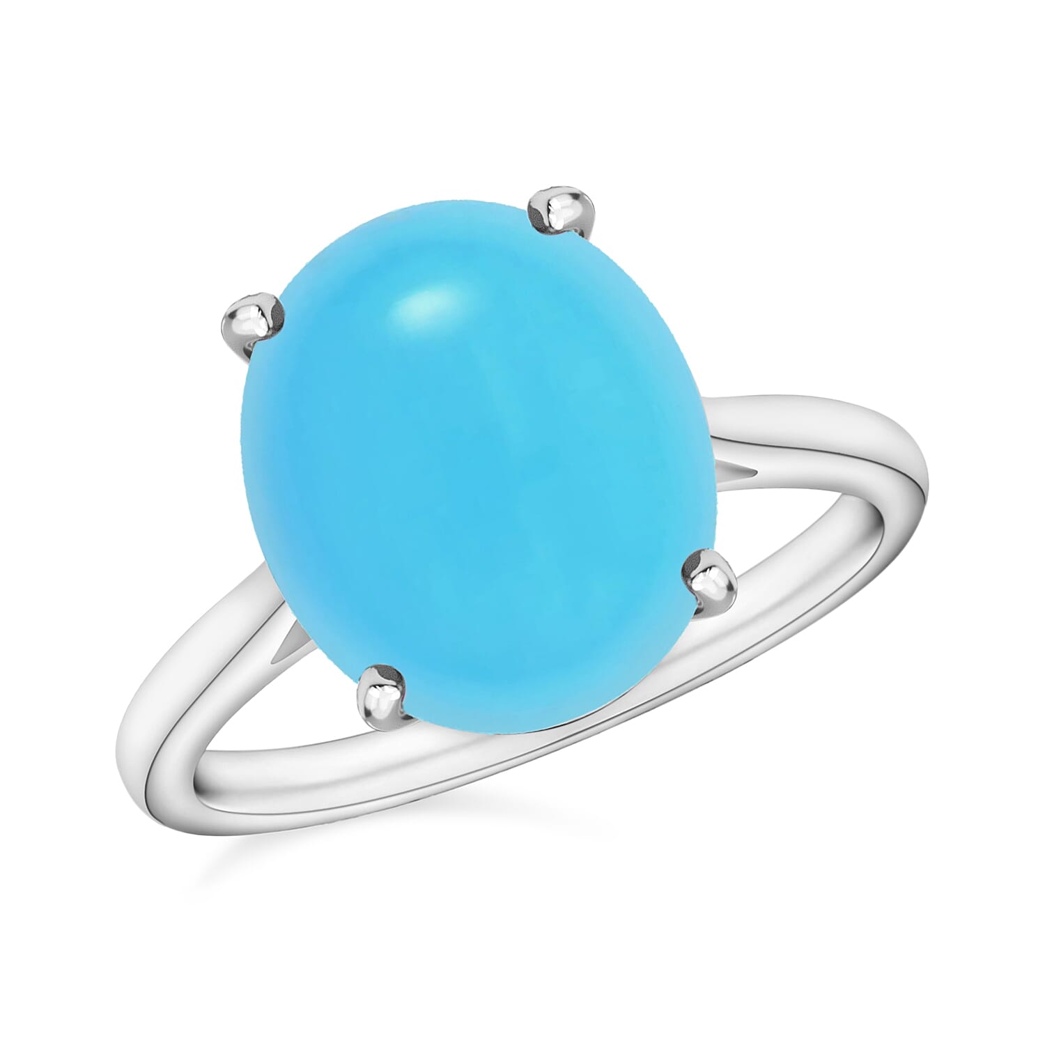D'Joy Premium Sleeping Beauty Turquoise Solitaire Ring in Platinum Over Sterling Silver 2.60 ctw