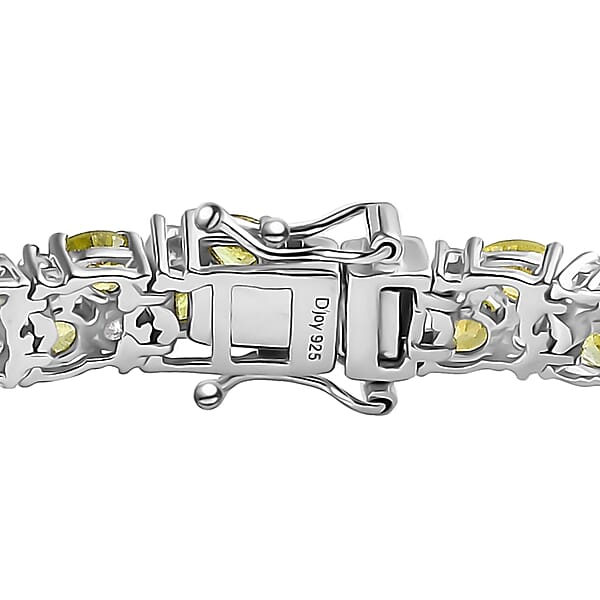 D'Joy Premium Sphene And Moissanite Bracelet In Rhodium Over Sterling Silver (7.25 In) 13.50 Ctw