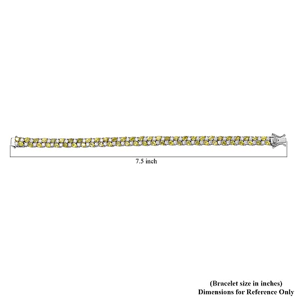 D'Joy Premium Sphene And Moissanite Bracelet In Rhodium Over Sterling Silver (7.25 In) 13.50 Ctw