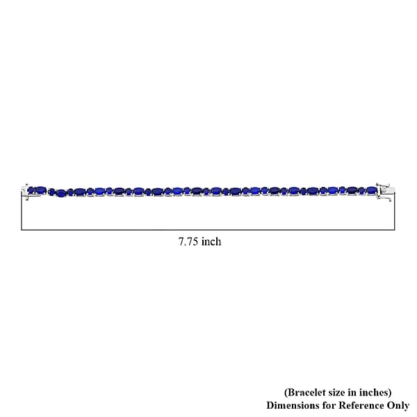 D'Joy Premium Tanzanian Blue Spinel (DF) 13.90 Ctw Midnight Elegance Bracelet In Rhodium Over Sterling Silver (6.50 In)