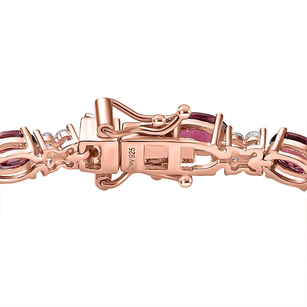 D'Joy Premium Tanzanian Wine Garnet And White Zircon 13.00 Ctw Eternal Flame Bracelet In 18K Vermeil Rose Gold Over Sterling Silver (7.25 In)