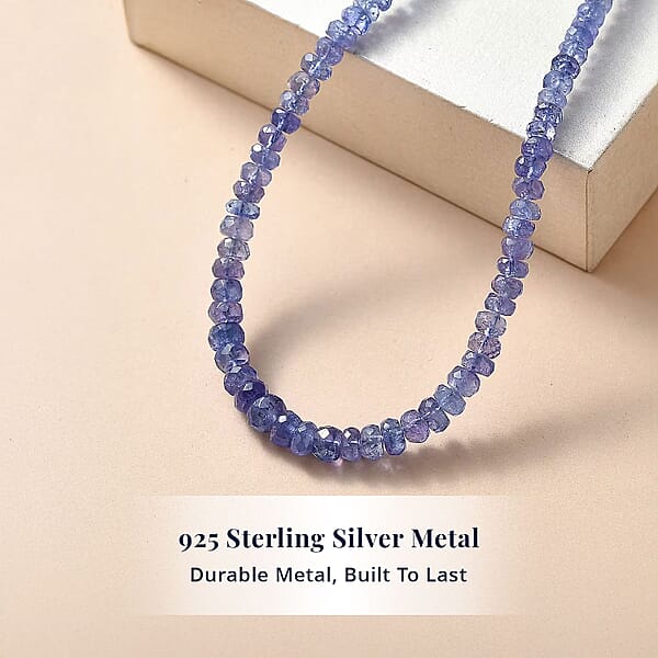 D'Joy Premium Tanzanite 70.00 Ctw Beaded Necklace In 18K Vermeil Yellow Gold Over Sterling Silver 18-20 Inches