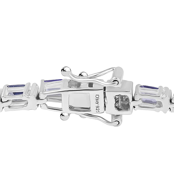 D'Joy Premium Tanzanite And Moissanite 7.90 Ctw Floral Vine Bracelet In Rhodium Over Sterling Silver (7.25 In)