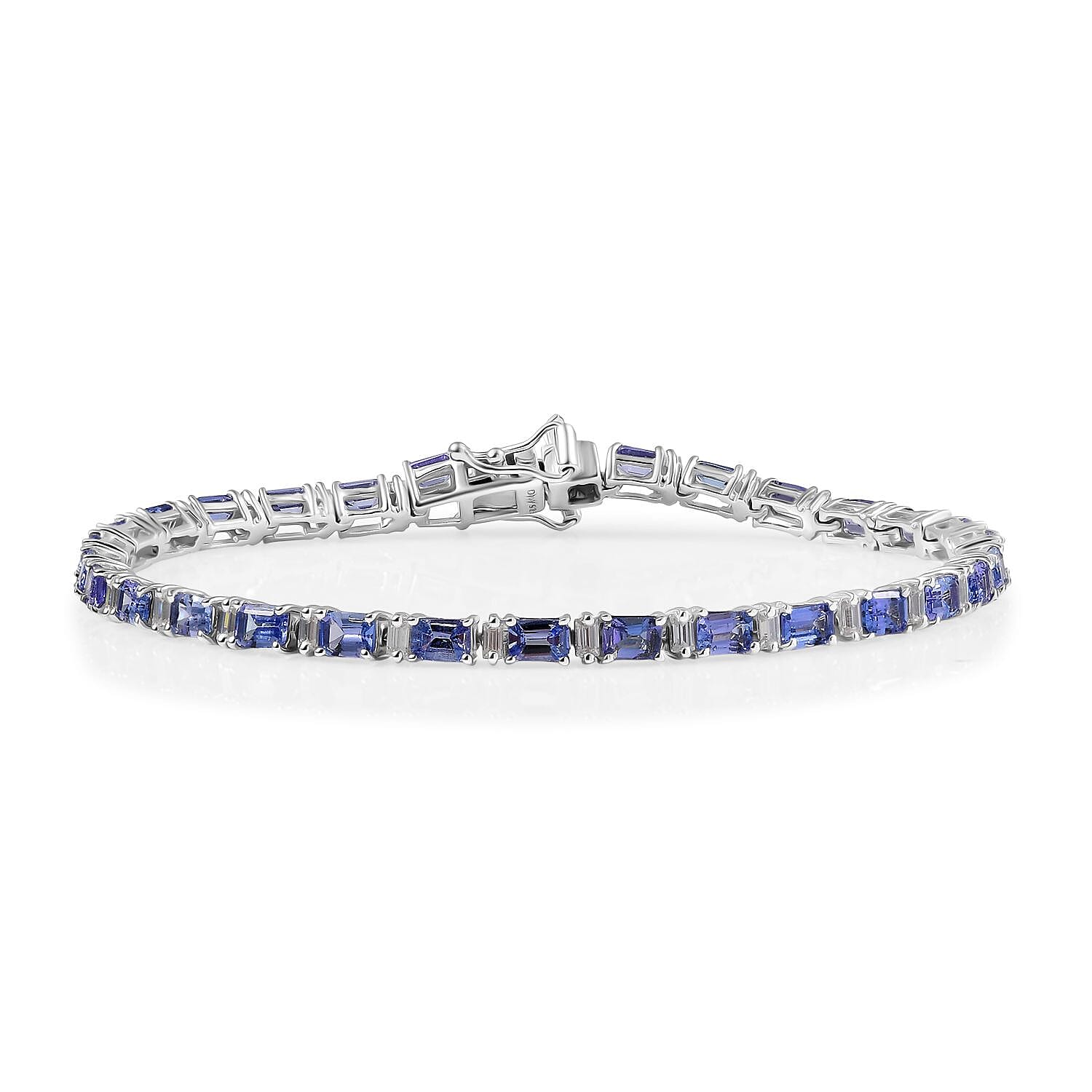 D'Joy Premium Tanzanite and Moissanite 7.90 ctw Floral Vine Bracelet in Rhodium Over Sterling Silver (7.25 In)