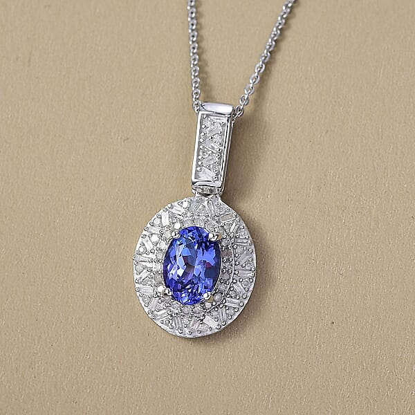 D'Joy Premium Tanzanite Diamond Snowflake Pendant Necklace In Rhodium Over Sterling Silver 1.60 Ctw (20 Inches)