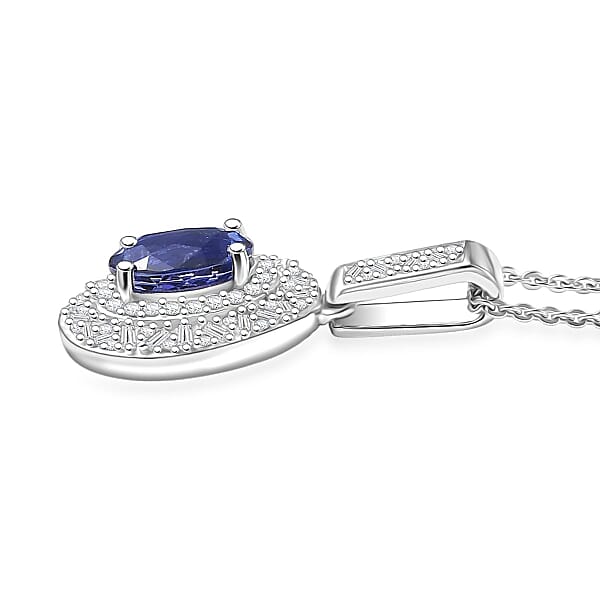 D'Joy Premium Tanzanite Diamond Snowflake Pendant Necklace In Rhodium Over Sterling Silver 1.60 Ctw (20 Inches)