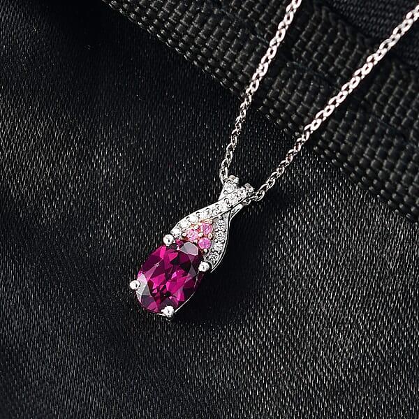 D'Joy Radiant Ember Garnet And Multi Gemstone 1.10 Ctw Infinity Pendant Necklace In Rhodium Over Sterling Silver 20 Inches