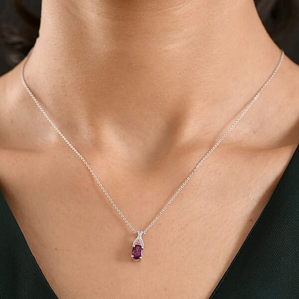 D'Joy Radiant Ember Garnet And Multi Gemstone 1.10 Ctw Infinity Pendant Necklace In Rhodium Over Sterling Silver 20 Inches