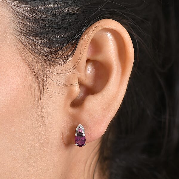D'Joy Radiant Ember Garnet And Multi Gemstone 2.10 Ctw Infinity Earrings In Rhodium Over Sterling Silver