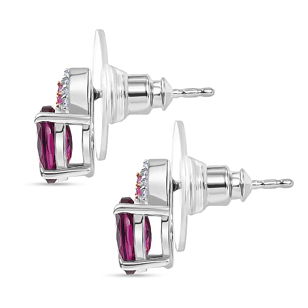 D'Joy Radiant Ember Garnet And Multi Gemstone 2.10 Ctw Infinity Earrings In Rhodium Over Sterling Silver