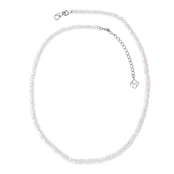 D'Joy Rainbow Moonstone Necklace (Size - 18) In Rhodium OverSterling Silver 74.00 Ctw