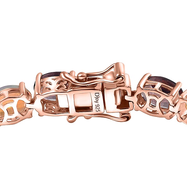 D'Joy Red Apatite And White Zircon 14.40 Ctw Firelink Legacy Bracelet In 18K Vermeil Rose Gold Over Sterling Silver (6.50 In)