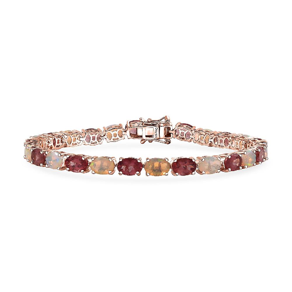 D'Joy Red Apatite and White Zircon 17.25 ctw Firelink Legacy Bracelet in 18K Vermeil Rose Over Sterling Silver (8.00 In)