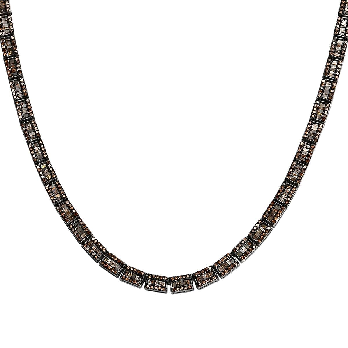 D'Joy Red Diamond Tennis Necklace Red Diamond Three Row Necklace Platinum Over Sterling Silver Necklace 16 Inch Necklace Diamond Jewelry For Her 3.85 ctw