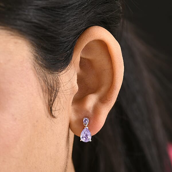 D'Joy Rose De France Amethyst 2.20ctw Stud Earrings In Platinum Over Sterling Silver