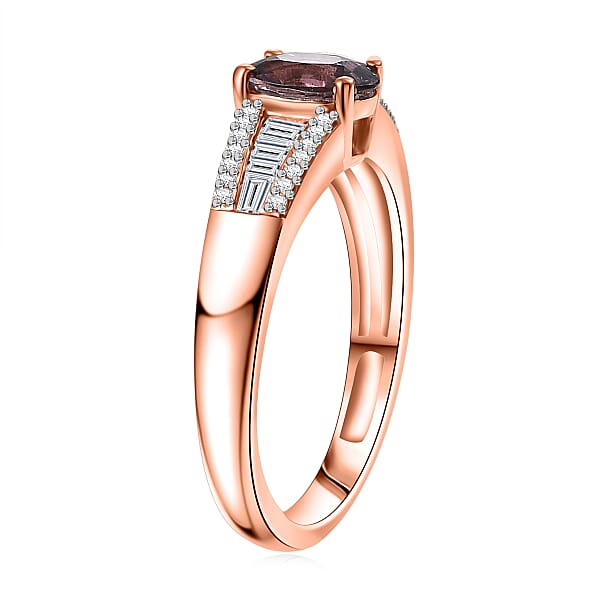 D'Joy Royal Lavender Spinel And Moissanite 1.30 Ctw Cascade Path Ring In 18K Vermeil Rose Gold Over Sterling Silver