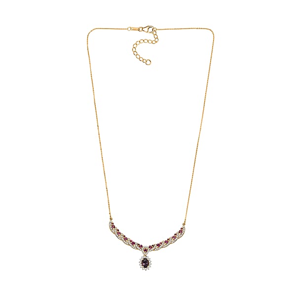 D’Joy Royal Lavender Spinel And Multi Gemstone 3.25 Ctw Cascading Crown Necklace In 18K Vermeil Yellow Gold Over Sterling Silver 18 Inches