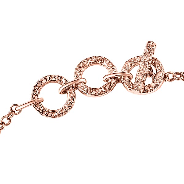 D'Joy Royal Lavender Spinel And Multi Gemstone 5.10 Ctw Toggle Grace Bracelet In 18K Vermeil Rose Gold Over Sterling Silver (6.50-8.0In)