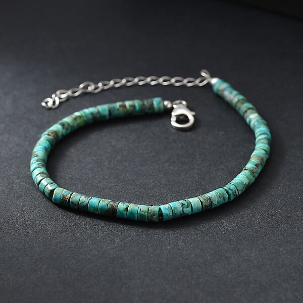 D'Joy Royston Turquoise 20.00 Ctw Bracelet In Rhodium Over Sterling Silver (7.25-9.25In)