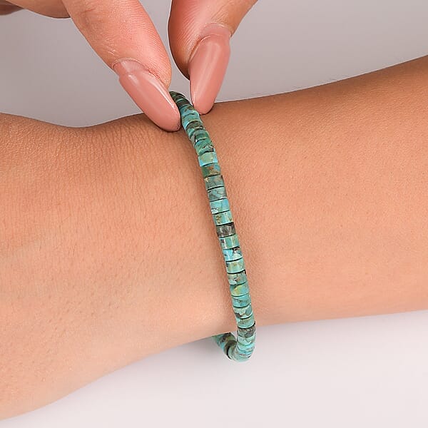 D'Joy Royston Turquoise 20.00 Ctw Bracelet In Rhodium Over Sterling Silver (7.25-9.25In)