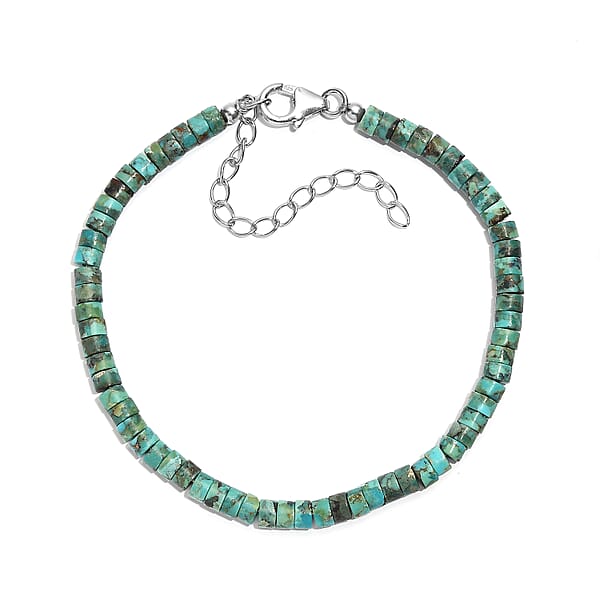 D'Joy Royston Turquoise 20.00 Ctw Bracelet In Rhodium Over Sterling Silver (7.25-9.25In)