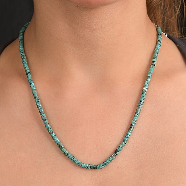 D'Joy Royston Turquoise Necklace In Rhodium Over Sterling Silver 58.00 Ctw (18-20 Inches)