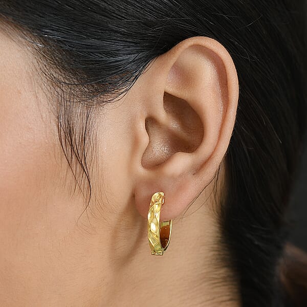 D'Joy Sand Texture Hoop Earrings In 18K Vermeil Yellow Gold Over Sterling Silver 6.05 Grams