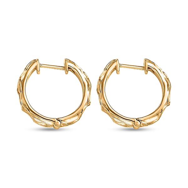 D'Joy Sand Texture Hoop Earrings In 18K Vermeil Yellow Gold Over Sterling Silver 6.05 Grams