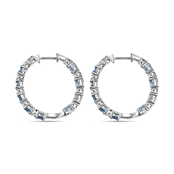D'Joy Santa Maria Aquamarine And Moissanite 3.35 Ctw Blue Legacy Earrings In Rhodium Over Sterling Silver