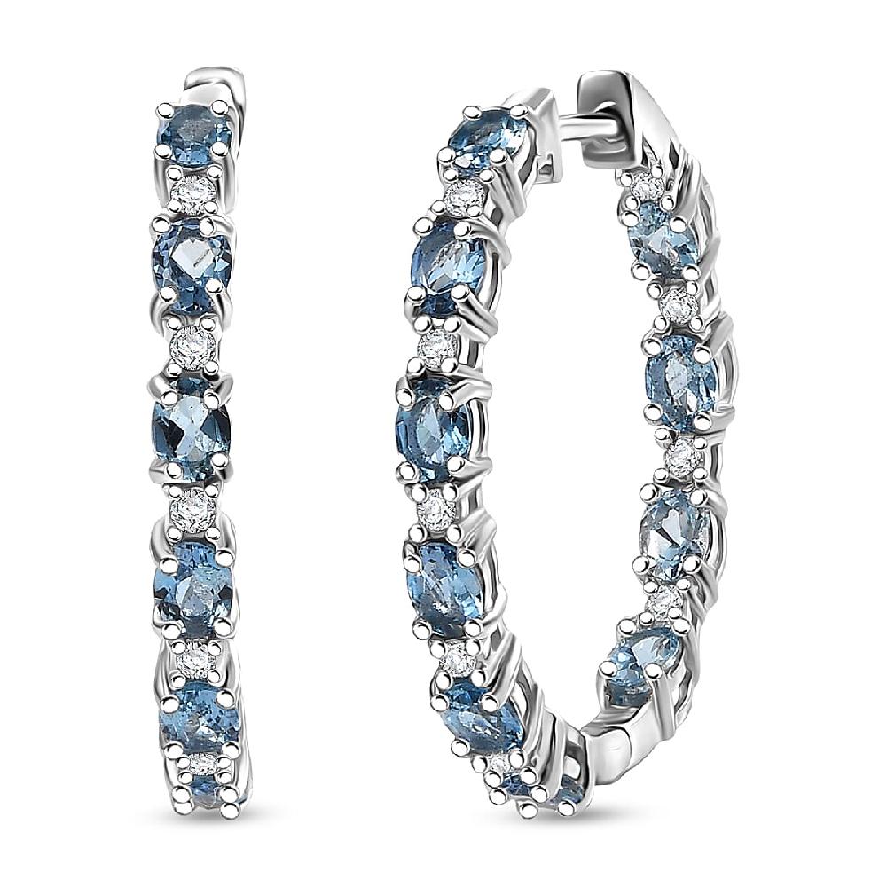 D'Joy Santa Maria Aquamarine and Moissanite 3.35 ctw Blue Legacy Earrings in Rhodium Over Sterling Silver