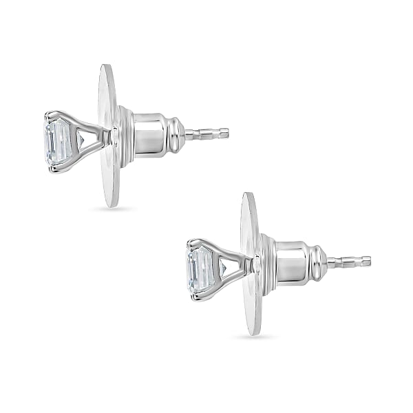 D'Joy Set Of 2 Moissanite And Tanzanite 1.80 Ctw Earrings In 18K Vermeil YG And Rhodium Over Sterling Silver
