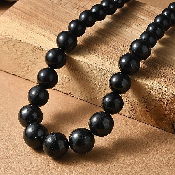 D'Joy Shungite Beaded Necklace In Rhodium Over Sterling Silver 300.00 Ctw (18 Inches)
