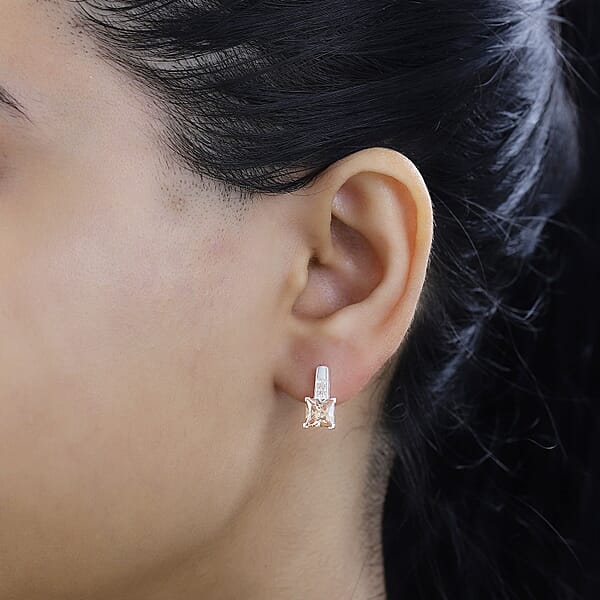 D'Joy Simulated Champagne Diamond 3.80 Ctw Earrings In Sterling Silver