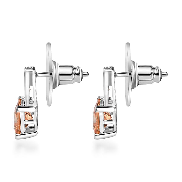 D'Joy Simulated Champagne Diamond 3.80 Ctw Earrings In Sterling Silver