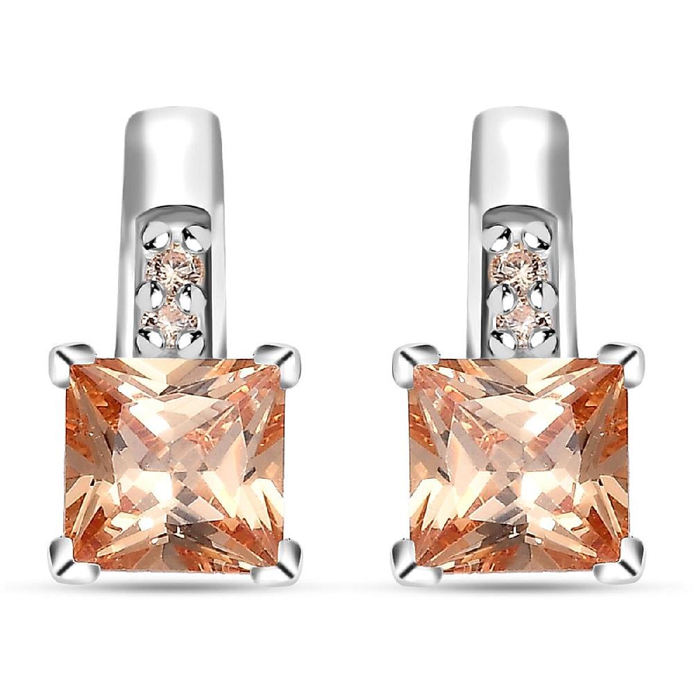 D'Joy Simulated Champagne Diamond 3.80 ctw Earrings in Sterling Silver