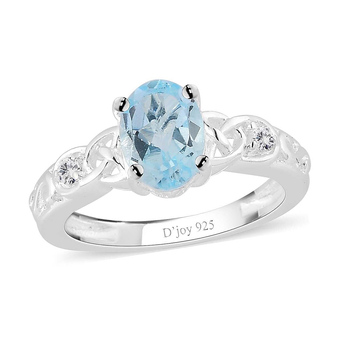 D'Joy Sky Blue Topaz White Topaz 1.65 ctw Ring in Sterling Silver Promise Rings