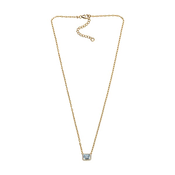D'Joy Sky Blue Topaz White Topaz Necklace In 18K Vermeil YG Over Sterling Silver 2.30 Ctw (18- 20 Inches)