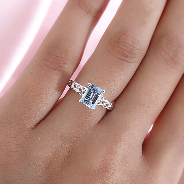 D'Joy Sky Blue Topaz White Topaz Ring In Sterling Silver 1.90 Ctw