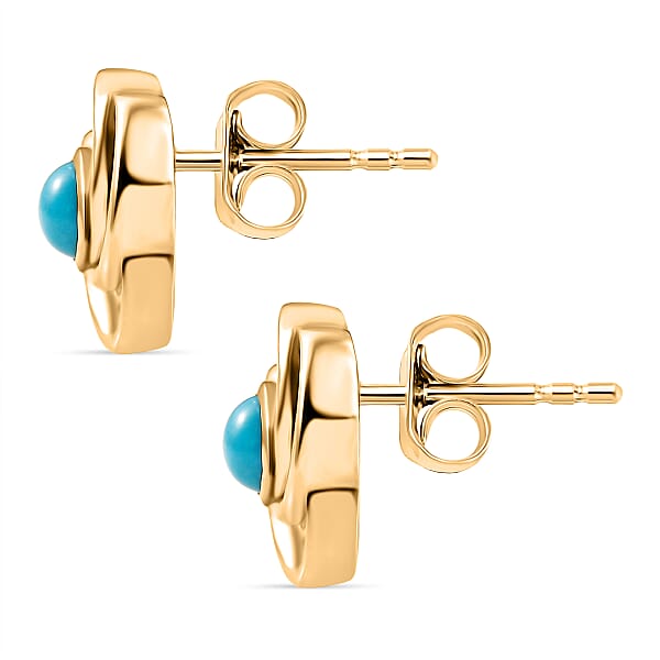 D'Joy Sleeping Beauty Turquoise 0.50 Ctw Stud Earrings In Vermeil YG Over Sterling Silver